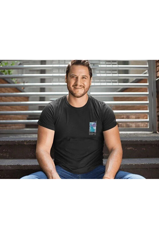 Erkek Bisiklet Yaka Baskılı Oversize T-Shirt - Siyah