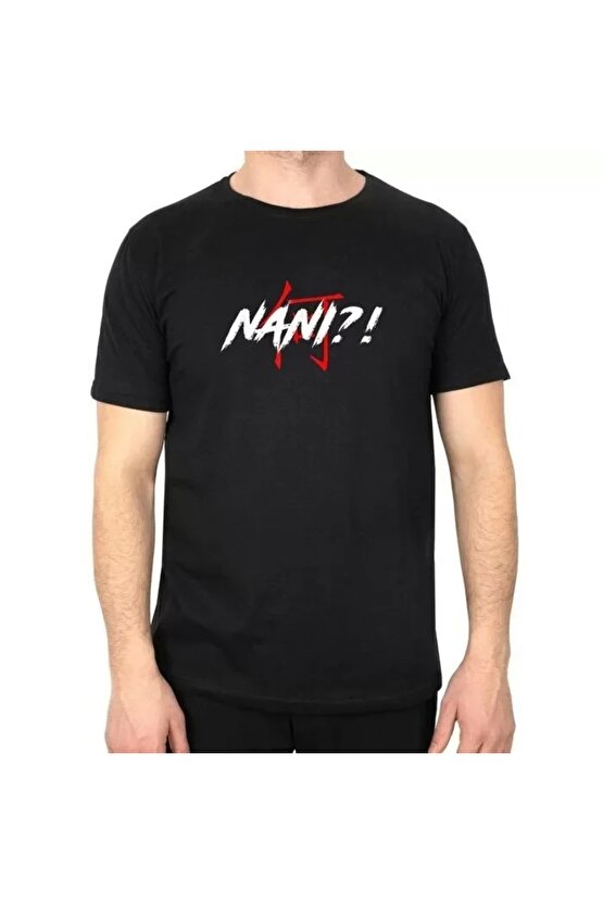 Unisex Bisiklet Yaka Baskılı Oversize T-Shirt - Siyah