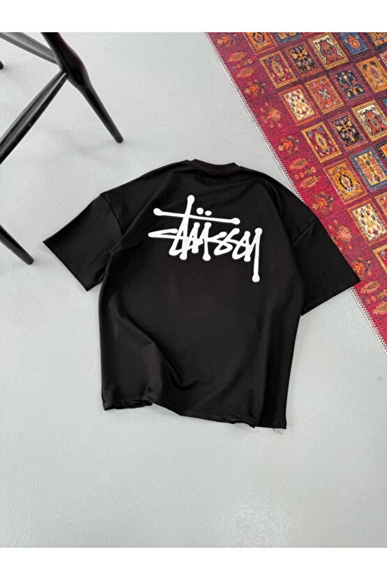 Erkek Baskılı Oversize T-shirt - Siyah