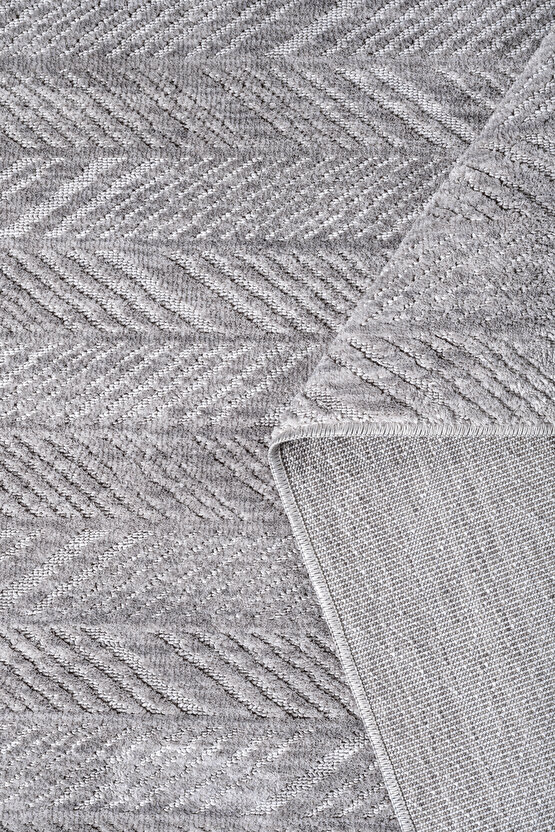 Yalın Modern Dokuma Halı Kaymaz Tabanlı Yıkanabilir Salon ve Oturma Odası Halısı 5577 Gri