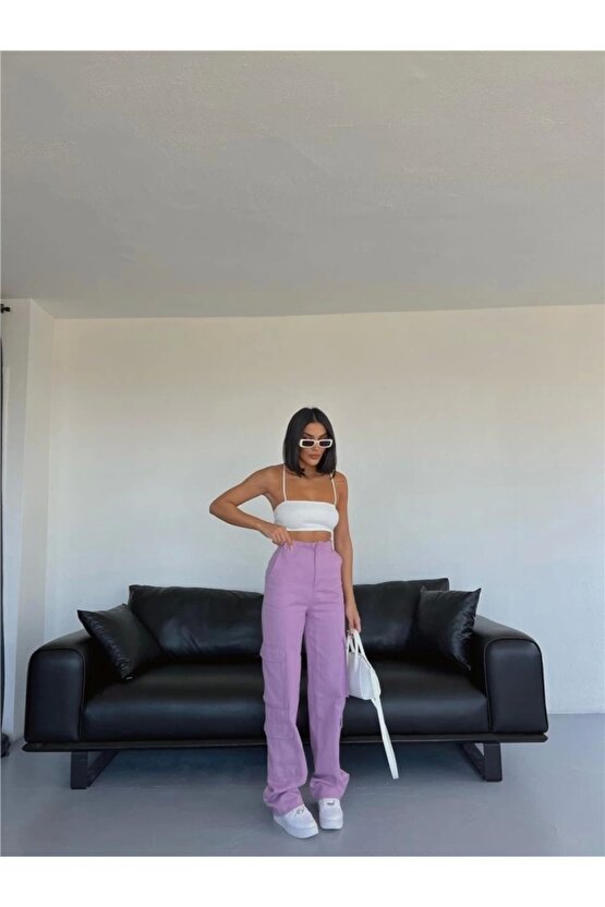 KARGO PANTOLON - Lila