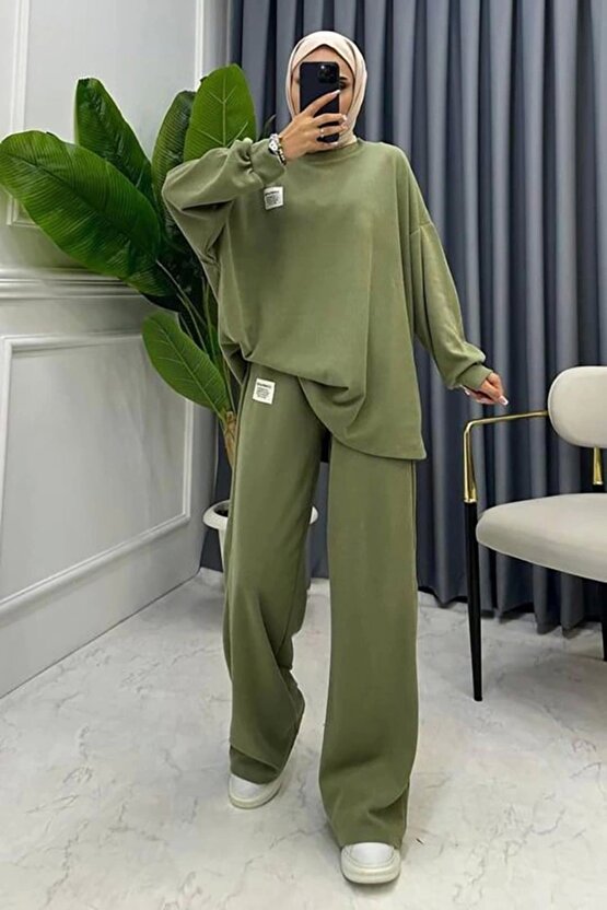 int Klasik Fitilli Kazak Ve Pantolon Takım