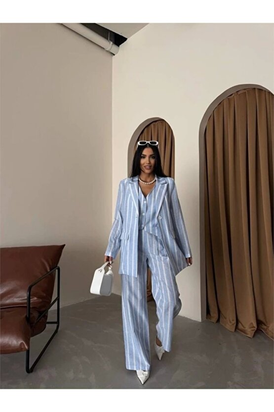 ÇİZGİİ CEKET KETEN avi