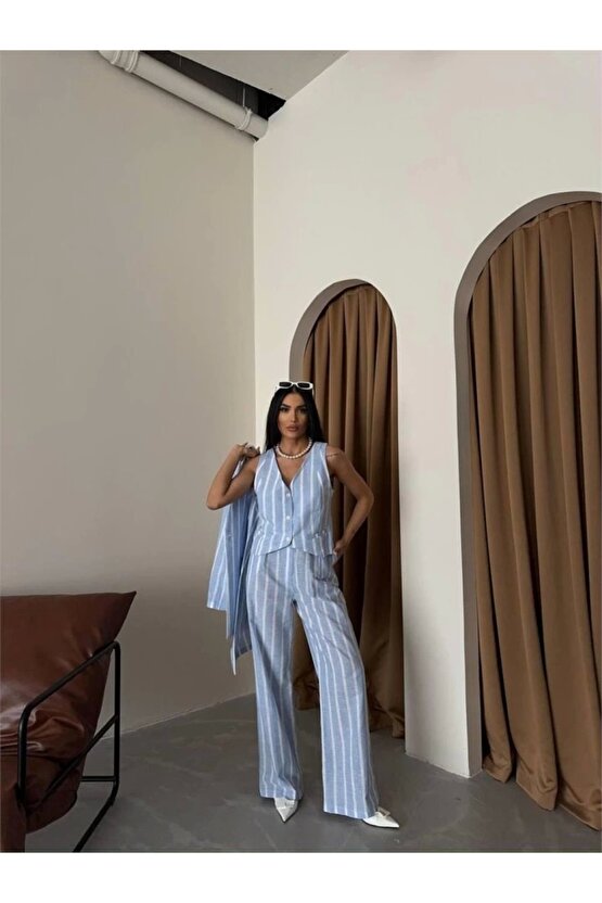 ÇİZGİİ CEKET KETEN avi