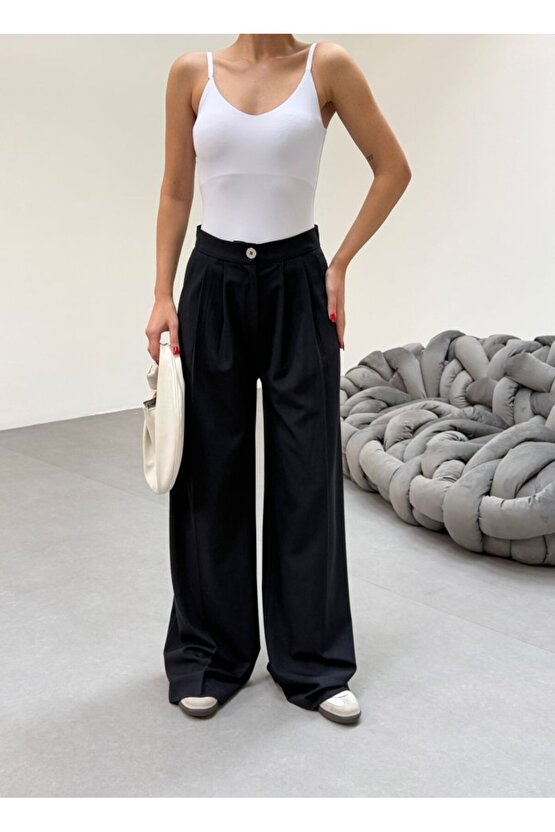 230 Gr Poly Viscose Full Lycra Pileli Palazzo Pantolon