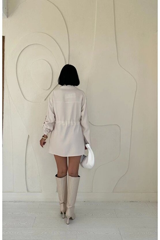 Bej Çıtçıtlı Tünelli Gömlek