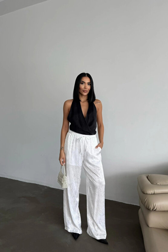 JAKAR SATEN PANTOLON - Beyaz