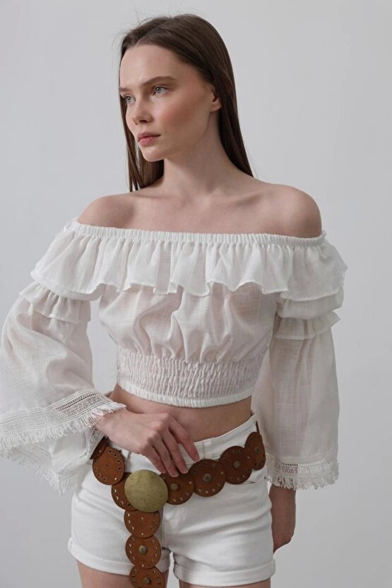 Bluz - Beyaz Beyaz Kadın  Kız bluz şık rahat