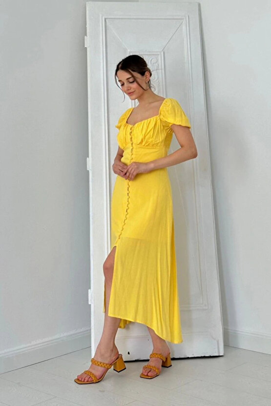 Sarı Prenses Yaka Elbise