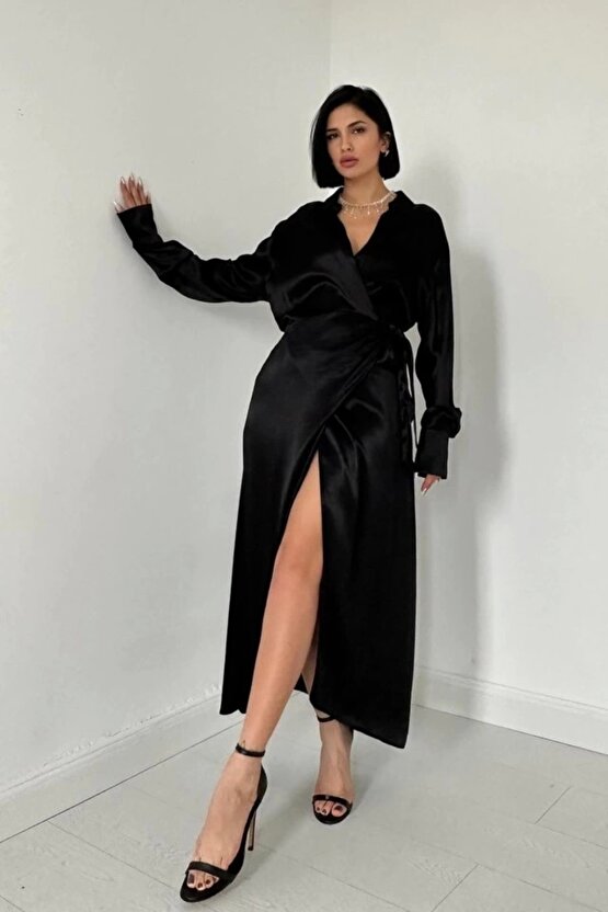 iyah Kuşaklı Gömlek Elbise