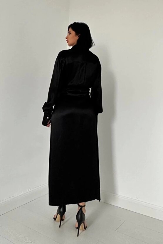 iyah Kuşaklı Gömlek Elbise