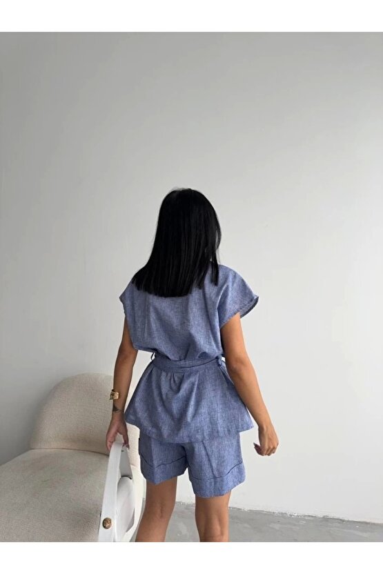 KETEN BAĞAAI KOUZ GÖEK  DUBE PAÇA ŞORT TAKI  acivert