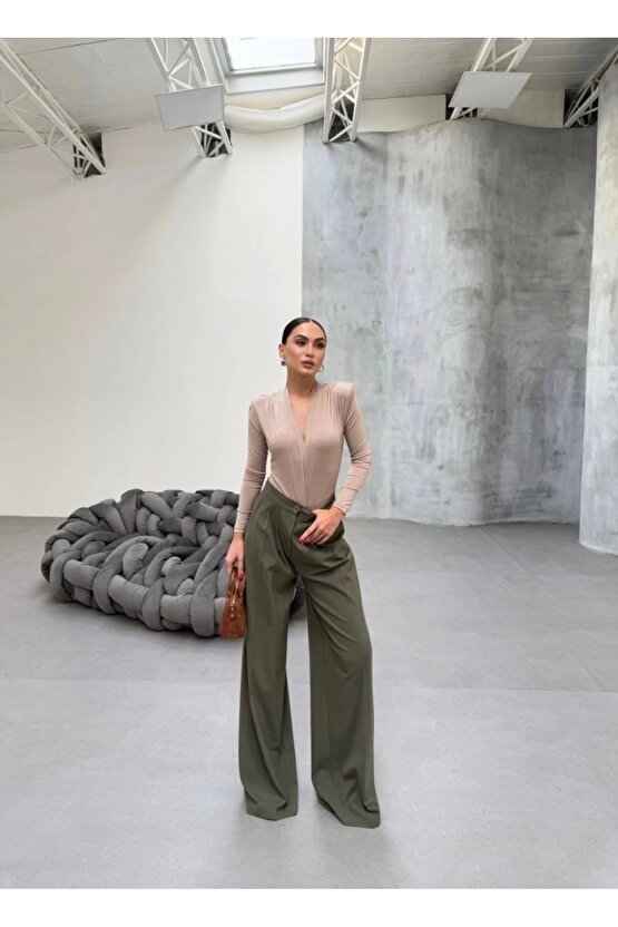 230 Gr Poly Viscose Full Lycra Pileli Palazzo Pantolon