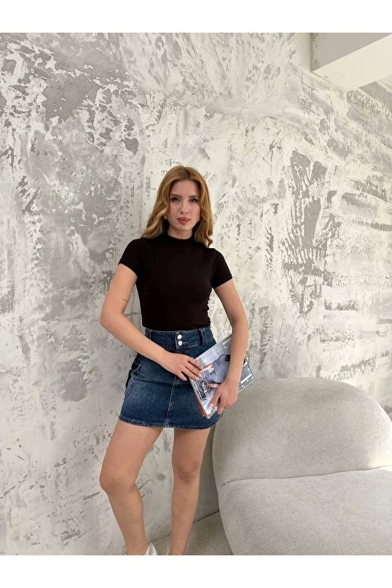 Kısa Kol Badi Bluz  iyah