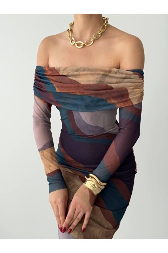 evilla adonna Yaka Tül Elbise