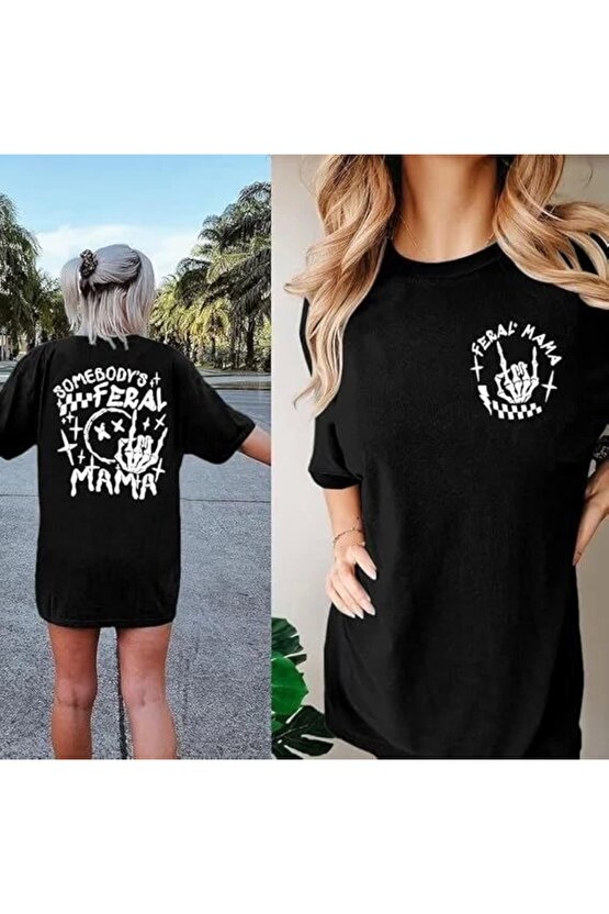 Bisiklet Yaka Baskılı Tshirt  iyah