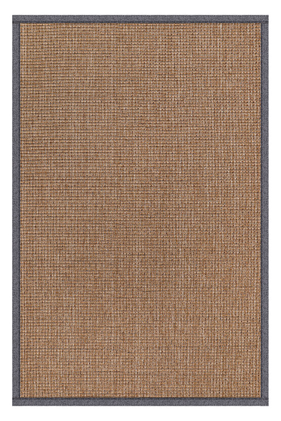 0465-Gri Kumaş Bordür Sisal Jut Halı Kilim Hav Toz Vermez Kolay Temizlenen Hasır Kilim