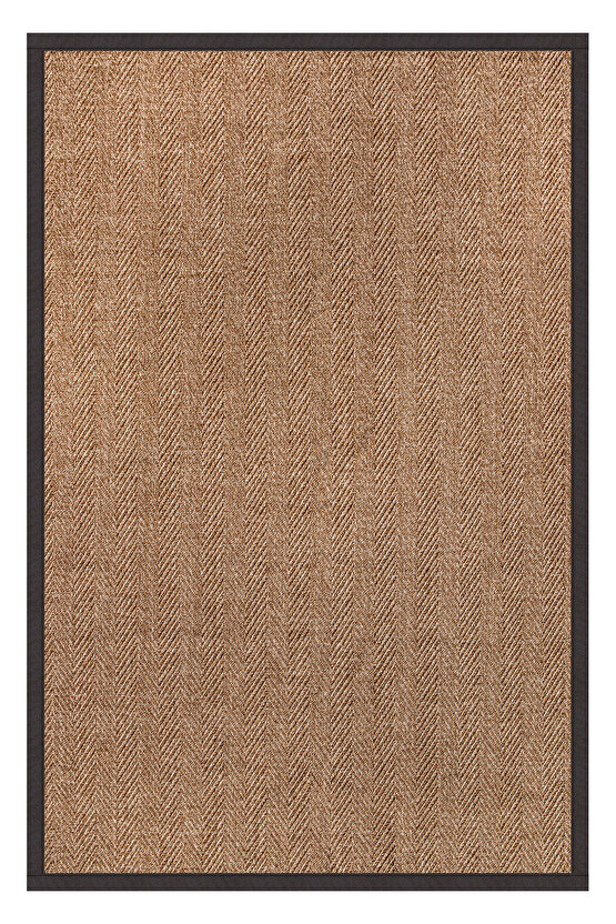 0503-Antrasit Kumaş Bordür Sisal Halı Kilim Hav Toz Vermez Kolay Temizlenen Hasır Kilim
