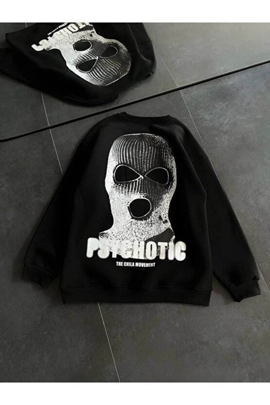 Kışlık Bisiklet Yaka Baskılı weathirt  iyah