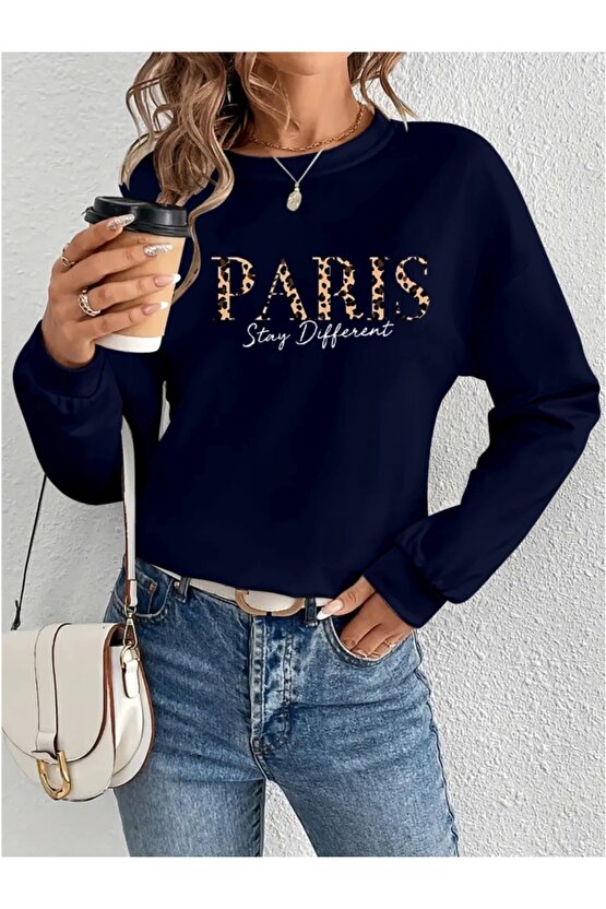 Kadın Uzun Kollu Bisiklet Yaka Desenli Viskon Iki Iplik Bluz