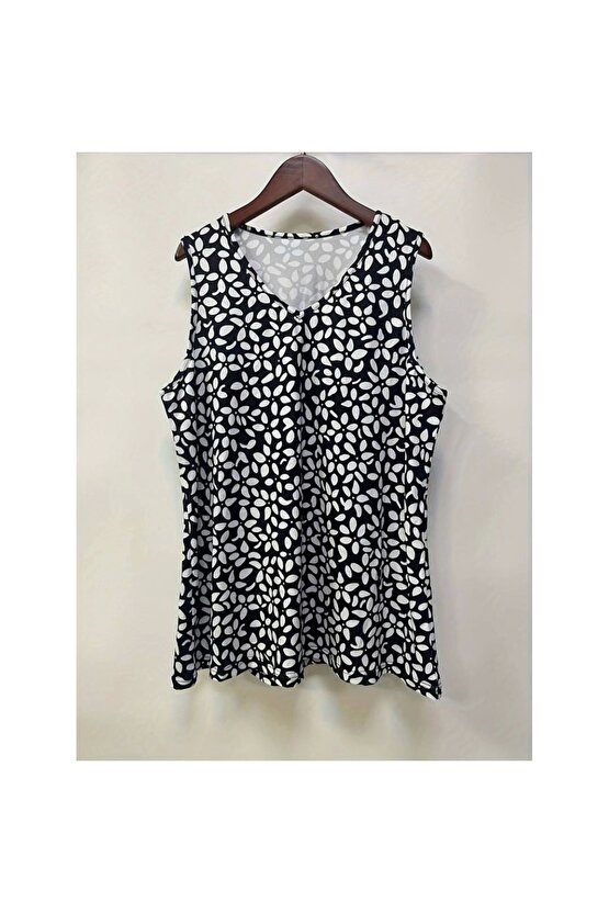 Çiçek Desenli Kadın V Yakalı Salaş Bluz