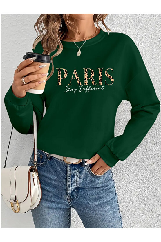 Gökyüzü Moda Kadın Uzun Kollu Bisiklet Yaka Desenli Viskon Iki Iplik Bluz