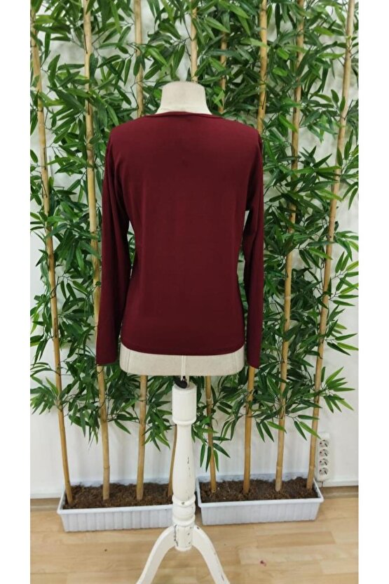 Kadın Uzun Kollu Bisiklet Yaka Köpek Resimli Viskon Bluz