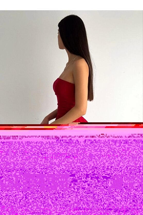 traplez andy Kumaş Şortlu Prenses Etek ini Kloş Elbise Kırmızı