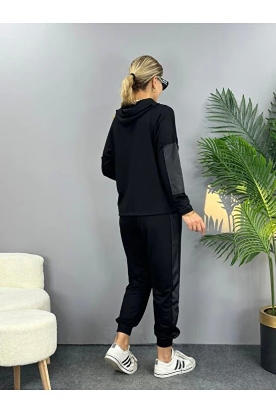 Kadın Uzun Kollu Kapüşonlu Oversize Sweat Ve Pantolon Ikili Takım