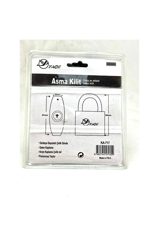 Asma Kilit 60 mm Çivi Fiam Anahtarlı