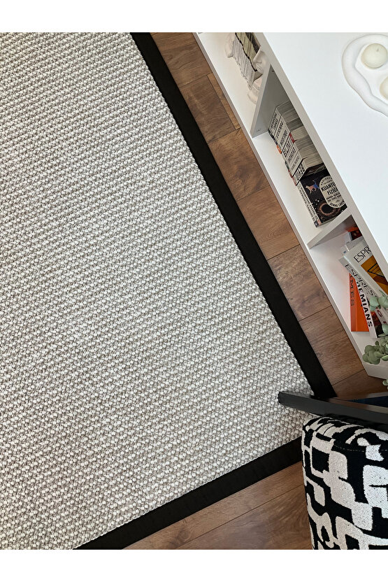 Kumaş Bordür Bej Bukle Koyu Kahve Bordür  Halı Salon Koridor Mutfak Çocuk Odası Halısı  Kilim S264