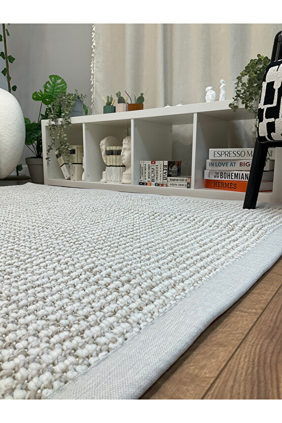 Kumaş Bordür Bej Bukle Krem Bordür  Halı Salon Koridor Mutfak Çocuk Odası Halısı  Kilim S266