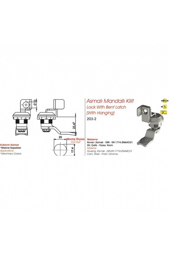 Sermak Asmalı Mandallı Kilit 203 2