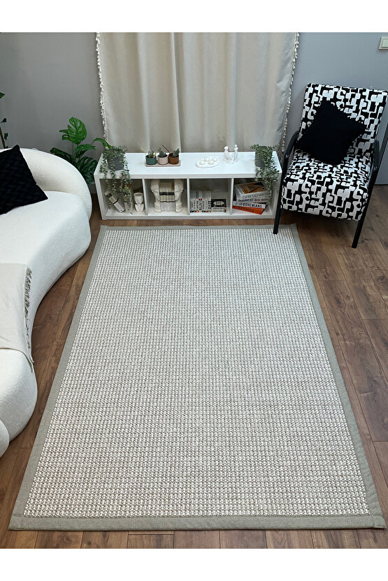 Kumaş Bordür Bej Bukle Bej Bordür  Halı Salon Koridor Mutfak Çocuk Odası Halısı  Kilim S265