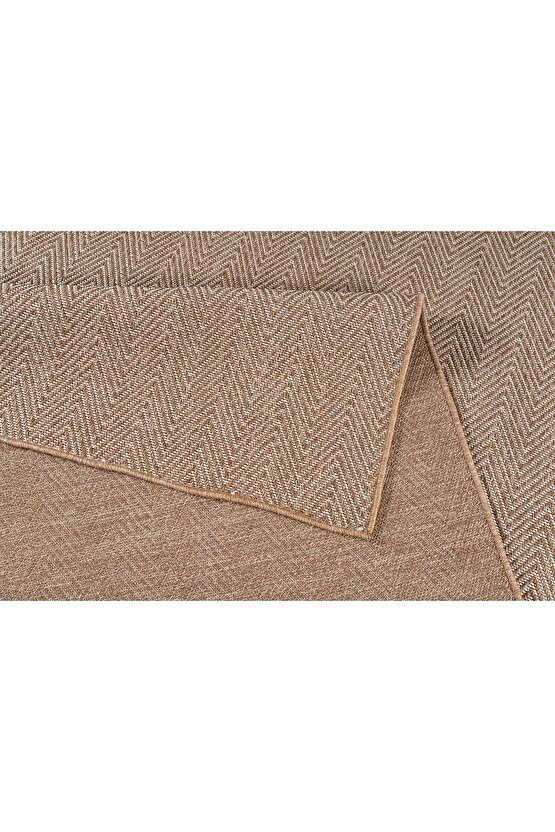 Srz-0408 Beyaz Kahve Balık Sırtı Jüt Tabanlı Hasır Dokuma Örme Bohem Antialerjik Halı Kilim