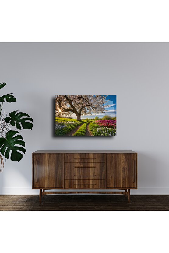 Premium Cam Tablo Bahar Manzarası