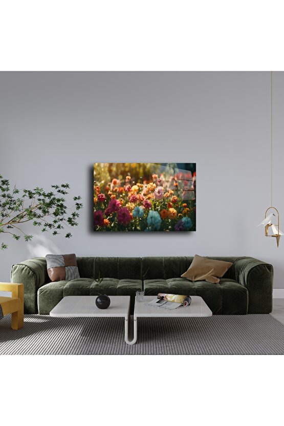 Renkli Kır Çiçekleri Metal Duvar Tablosu