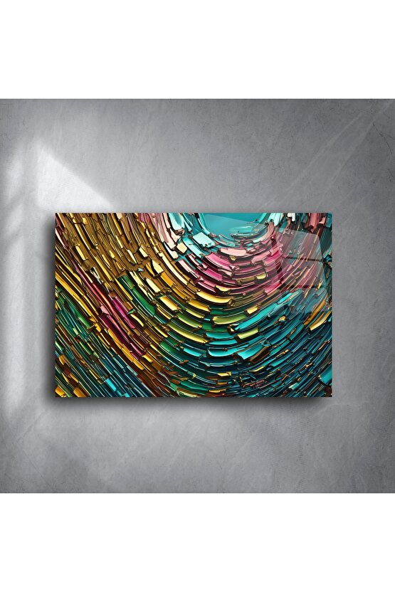 Soyut Renk Dalgaları Cam Tablo