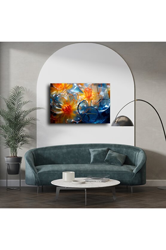 Cam Çiçek Detaylı Renkli Tablo