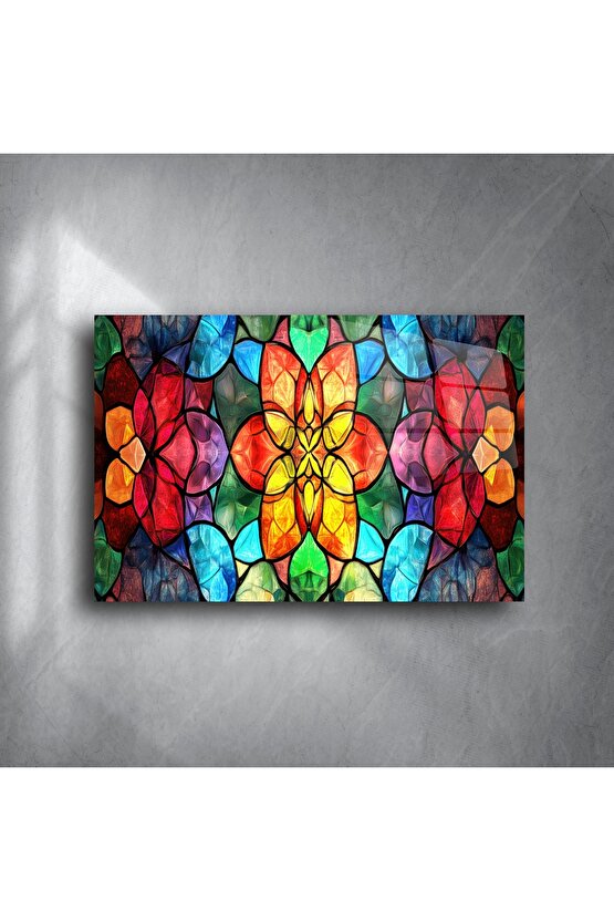 Renkli Çiçekli Cam Tablo