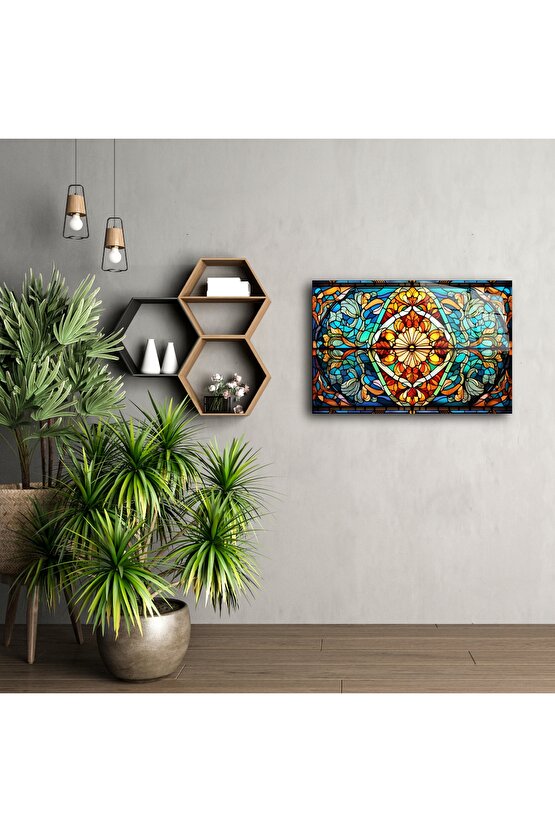 Renkli Mandala Cam Tablo