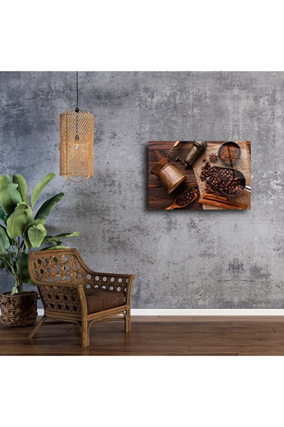 Otantik Kahve Temalı Cam Duvar Tablosu