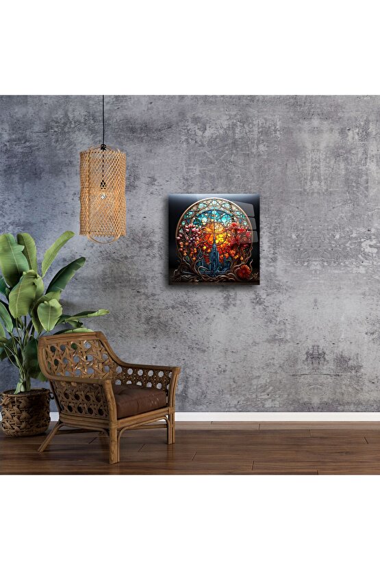 Gotik Vitray Stil Cam Duvar Tablosu