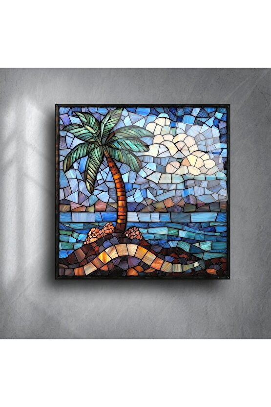 Tropikal Palmiye Cam Tablo