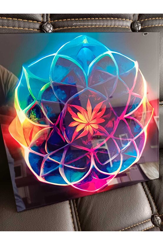 Sri Yantra Yoga Meditasyon Yaşam Çiçeği Cam Tablo Duvar Dekoru