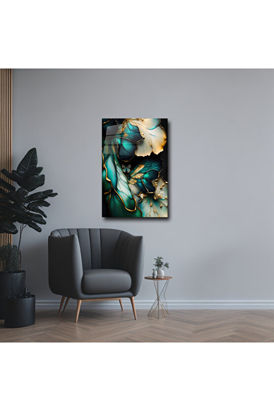 Mermer Desenli Cam Tablo Duvar Dekoru