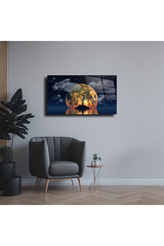 Gece Manzarası Cam Tablo Duvar Dekoru
