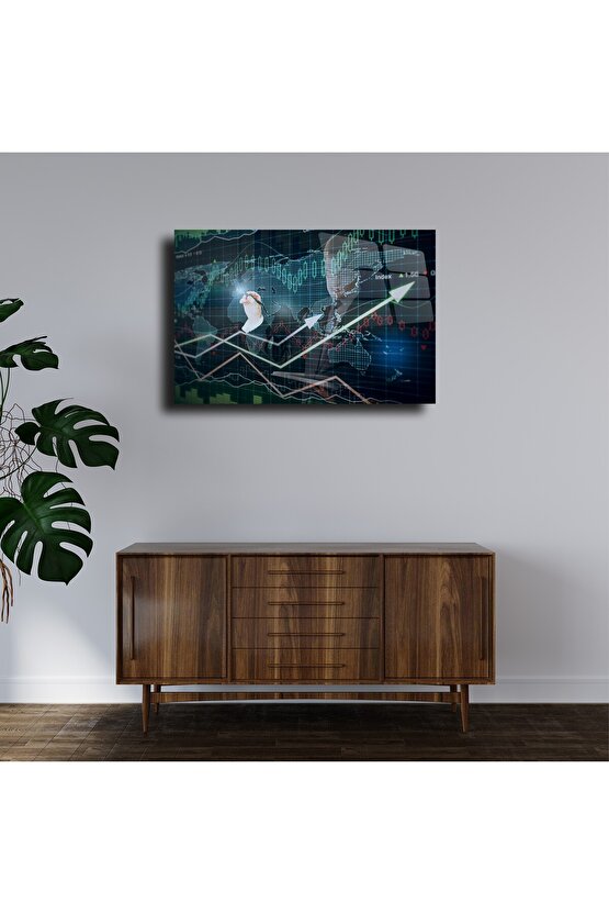 Borsa Hisse Coin Mum ve Grafikleri Cam Tablo Duvar Dekoru 9