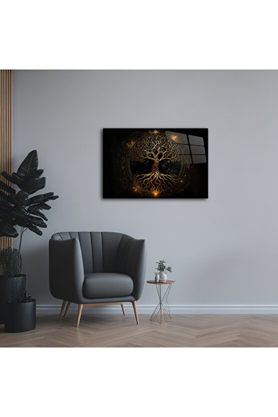 Hayat Ağacı Görseli Cam Tablo Duvar Dekoru 1