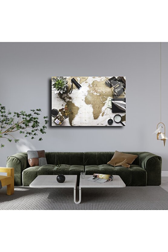 Harita Görseli Cam Tablo Duvar Dekoru 2